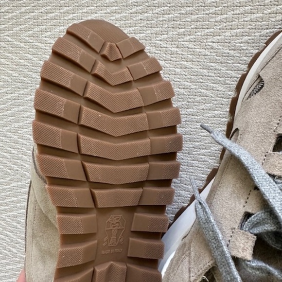 BRUNELLO CUCINELLI Women's Taupe Suede Bead-embellished Sneakers, Size 41 - Picture 6 of 7